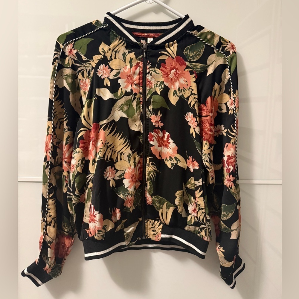 Xhilaration Lightweight Floral Bomber Jacket